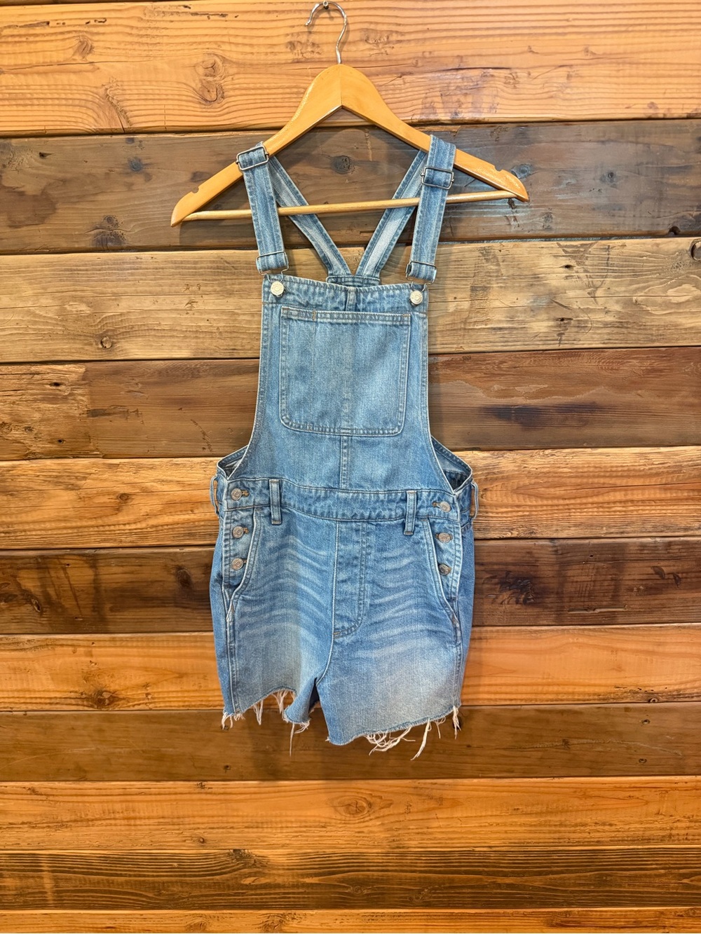 Madewell Light Wash Blue Overall Denim Shorts - S